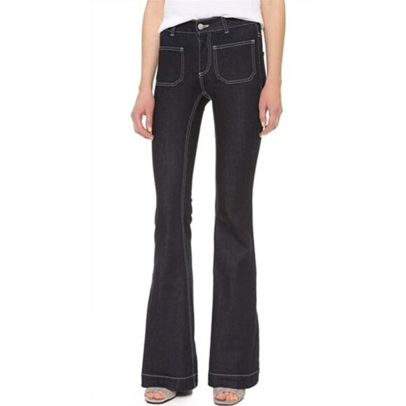 Stella McCartney 70s Flare Jeans with Patch Pockets Contrast Stitch Bell Bottoms - Picture 3 of 12